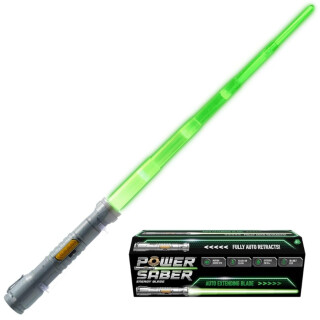 Goliath Power Saber Farbe Grün, Schwert für Kinder ab 6 Jahren, Laserschwert in Farbe Grün für Intergalaktische Kämpfe, Automatisch Aus- und Einfahrend Spielzeug, 30 cm / 90 cm Ausgefahren