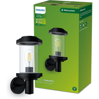 Philips Outdoor Listra Wandleuchte rund, max. 25W, exkl. Leuchtmittel, IP44 wetterfest, schwarz