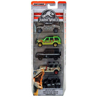 Mattel Matchbox FMX40 - Jurassic World Die-Cast Fahrzeug, sortiert, 5er-Pack - Zufällige Auswahl – At Random