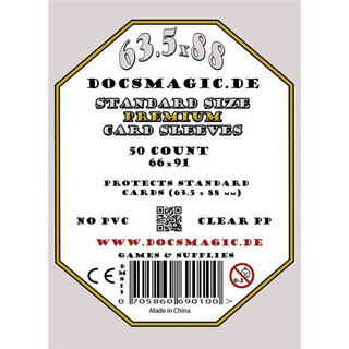 50 Docsmagic.de Premium Board Card Game Sleeves Clear - 63,5 x 88 Standard - 66 x 91 - Klar Kartenhüllen