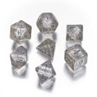 Elvish Translucent & black Dice Set (7)