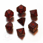 Runic Black & red Dice Set (7)