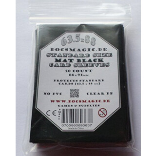 50 Docsmagic.de Double Mat Black Card Sleeves Standard Size 66 x 91