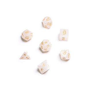 Blackfire Dice - 16mm Role Playing Dice Set - Frozen White (7 Dice)