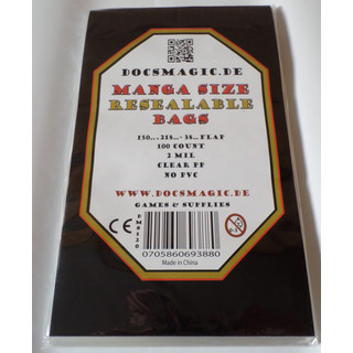 100 Docsmagic.de Resealable Manga Bags 5-9/10"x 8-6/10"+ 1-1/2" Flap- 2 Mil