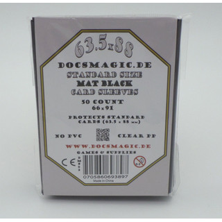50 Docsmagic.de Mat Black Card Sleeves Standard Size 66 x 91 - Schwarz