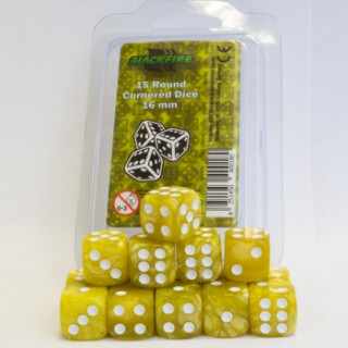 Blackfire Dice - 16mm D6 Dice Set - Marbled Yellow (15 Dice)
