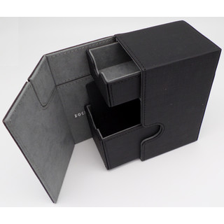 Docsmagic.de Premium Magnetic Tray Box (80) Black + Deck Divider - MTG PKM YGO - Kartenbox Schwarz