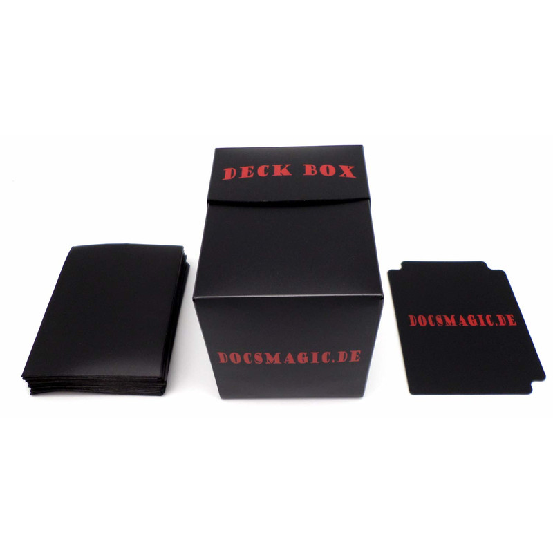 Kartenbox & Docsmagic.de Deck Box Full 100 Double Mat Black Sleeves Standard 