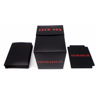 Docsmagic.de Deck Box Big + 100 Double Mat Black Sleeves Standard - Kartenbox & Kartenhüllen Schwarz - PKM MTG