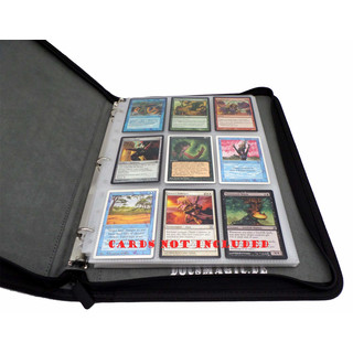 Docsmagic.de 3-Ring Premium Zip-Album Black + 50 9-Pocket Premium Pages - Sammelalbum + Ordnerseiten - Schwarz - PKM - YGO MTG