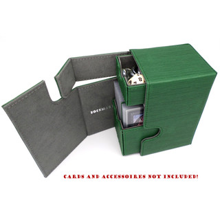 Docsmagic.de Premium Magnetic Tray Box (80) Green + Deck Divider - MTG PKM YGO - Kartenbox Grün
