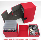 Docsmagic.de Premium Magnetic Tray Box (80) Red + Deck Divider - MTG PKM YGO - Kartenbox Rot