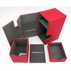 Docsmagic.de Premium Magnetic Tray Box (80) Red + Deck Divider - MTG PKM YGO - Kartenbox Rot