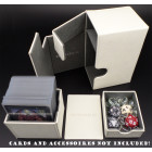 Docsmagic.de Premium Magnetic Tray Box (80) White + Deck Divider - MTG PKM YGO - Kartenbox Weiss