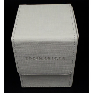 Docsmagic.de Premium Magnetic Flip Box (100) White + Deck Divider - MTG PKM YGO - Kartenbox Weiss