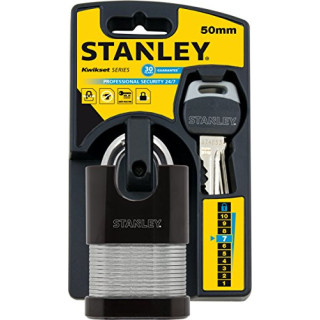 STANLEY Security 24/7 Shrouded Laminated Vorhangschloss 50mm mit Standard-Bügel,2 Schlüssel,S742-004, Schloss, Bügelschloss