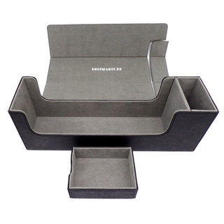 Docsmagic.de Premium Magnetic Tray Long Box Black Medium - Card Deck Storage - Kartenbox Aufbewahrung Transport Schwarz