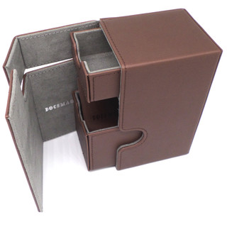 Docsmagic.de Premium Magnetic Tray Box (80) Brown + Deck Divider - MTG - PKM - YGO - Kartenbox Braun