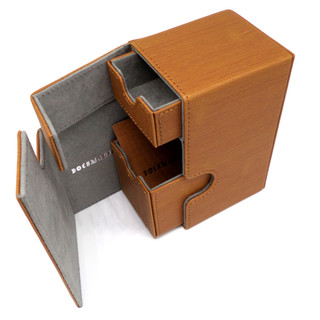 Docsmagic.de Premium Magnetic Tray Box (80) Gold + Deck Divider - MTG - PKM - YGO - Kartenbox Gold