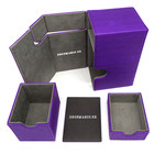 Docsmagic.de Premium Magnetic Tray Box (80) Purple + Deck Divider - MTG - PKM - YGO - Kartenbox Lila