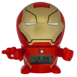 BulbBotz Marvel 2021432 Iron Man Kinder-Wecker mit Nachtlicht und typischem Geräusch , rot/gold, Kunststoff , 14 cm hoch , LCD-Display , Junge/ Mädchen , offiziell