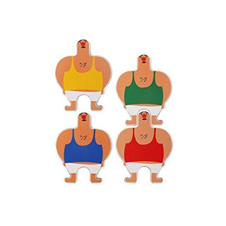 Kikkerland GC20 Hungry Acrobat Hungrige Akrobaten Untersetzer, MDF, Papier, Kork, Sortiert