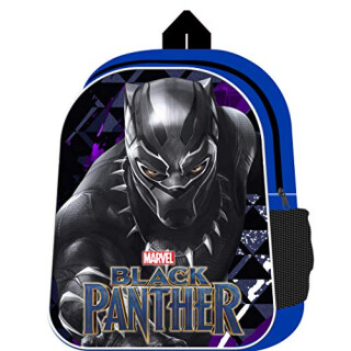 Black Panther Rucksack mit Netz-Seitentasche Avengers Movie Schulranzen Marvel Jungen Rucksack für Kinder 31cm x 24,5cm