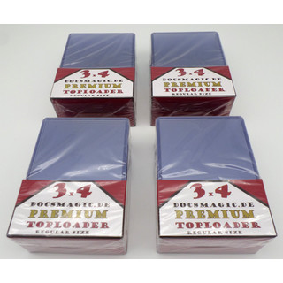 100 Docsmagic.de Premium Toploader - 4 Packs - 3" x 4" - Standard Regular Size - MTG, YGO, Android: Netrunner