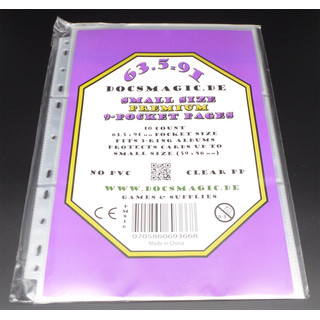 50 Docsmagic.de Premium Small Size 9-Pocket Pages - 11-Hole - 3-Ring Album Ordnerseiten - YGO