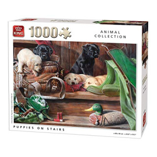 King 13.662,7 cm Welpen auf Treppen Puzzle (1000 Teile)