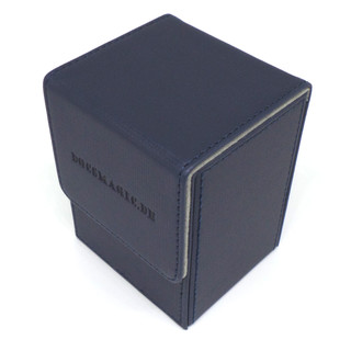 Docsmagic.de Premium Magnetic Flip Box (80) Dark Blue + Deck Divider - MTG PKM YGO - Kartenbox Dunkelblau