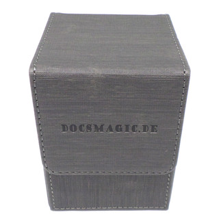 Docsmagic.de Premium Magnetic Flip Box (80) Silver + Deck Divider - MTG PKM YGO - Kartenbox Silber