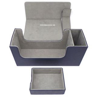 Docsmagic.de Premium Magnetic Tray Long Box Dark Blue Small - Card Deck Storage - Kartenbox Aufbewahrung Transport Dunkelblau