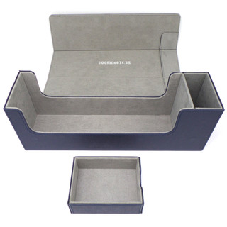 Docsmagic.de Premium Magnetic Tray Long Box Dark Blue Medium - Card Deck Storage - Kartenbox Aufbewahrung Transport Dunkelblau
