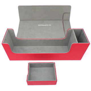 Docsmagic.de Premium Magnetic Tray Long Box Red Medium - Card Deck Storage - Kartenbox Aufbewahrung Transport Rot