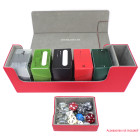Docsmagic.de Premium Magnetic Tray Long Box Red Medium - Card Deck Storage - Kartenbox Aufbewahrung Transport Rot