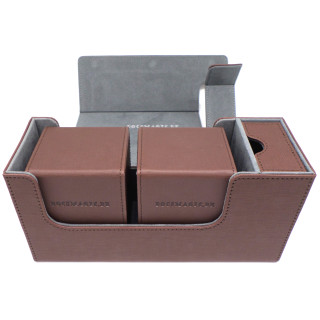 Docsmagic.de Premium Magnetic Tray Long Box Brown Small + 2 Flip Boxes - Braun