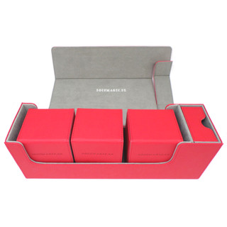 Docsmagic.de Premium Magnetic Tray Long Box Red Medium + 3 Flip Boxes - Rot