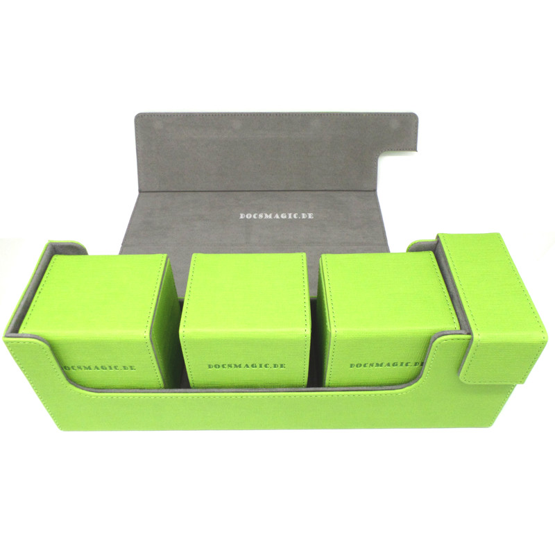 Docsmagic.de Premium Magnetic Tray Long Box Light Green Small Card Deck Storag 