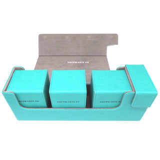 Docsmagic.de Premium Magnetic Tray Long Box Mint Medium + 3 Flip Boxes - Aqua