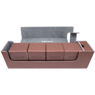 Docsmagic.de Premium Magnetic Tray Long Box Brown Large + 4 Flip Boxes - Braun