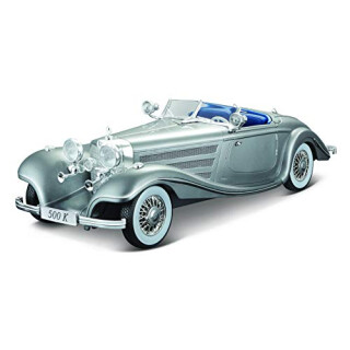Maisto Mercedes 500 K Maharadjah, Modellauto mit Federung, Maßstab 1:18, Türen und Motorhaube beweglich, Fertigmodell, lenkbar, 24 cm, weiß (536055)