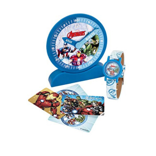 Marvel Avengers 2021937 Time Teacher; Uhr, Armbanduhr und Aktivitätskarten zum Uhrlesenlernen