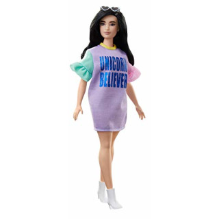 Barbie FXL60 - Fashionistas Puppe im pastellfarbenen Kleid mit Herzchenbrille, Spielzeug ab 3 Jahren