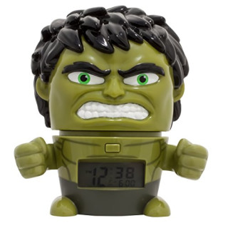 BulbBotz Marvel 2021739 Avengers: Infinity War Hulk Kinder-Wecker mit Nachtlicht und typischem Geräusch , grün/schwarz , Kunststoff , Höhe: 14 Zentimeter , LCD-Display , Junge/Mädchen , offiziell