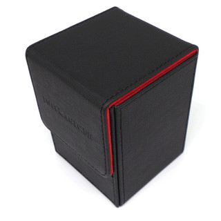 Docsmagic.de Premium Magnetic Flip Box (100) Black/Red + Deck Divider - MTG PKM YGO - Kartenbox Schwarz/Rot