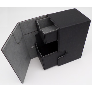 Docsmagic.de Premium Magnetic Tray Box (100) Black + Deck Divider - MTG - PKM - YGO - Kartenbox Schwarz