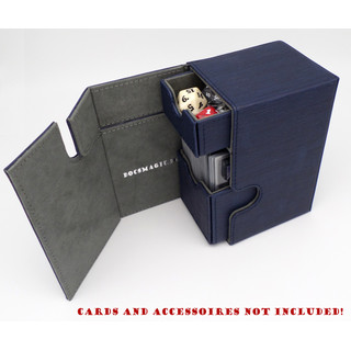 Docsmagic.de Premium Magnetic Tray Box (100) Blue + Deck Divider - MTG - PKM - YGO - Kartenbox Blau