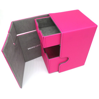 Docsmagic.de Premium Magnetic Tray Box (100) Pink + Deck Divider - MTG - PKM - YGO - Kartenbox Rosa